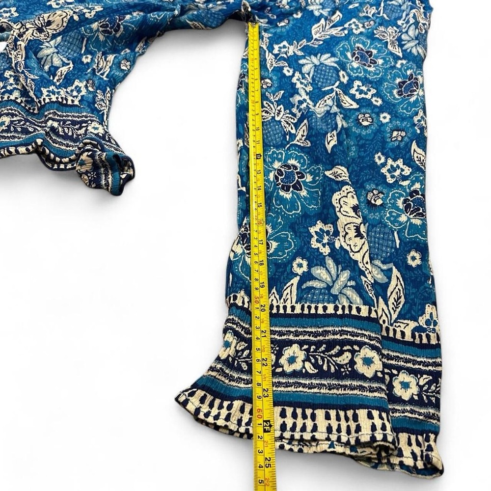 Blue Floral Two-Piece Set Womens Large Top & Small Pants Resort Beach Pool - Picture 6 of 8